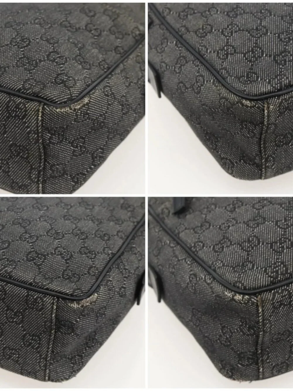 GUCCI GG Canvas Shoulder Bag Black Silver 03136 Auth 175385